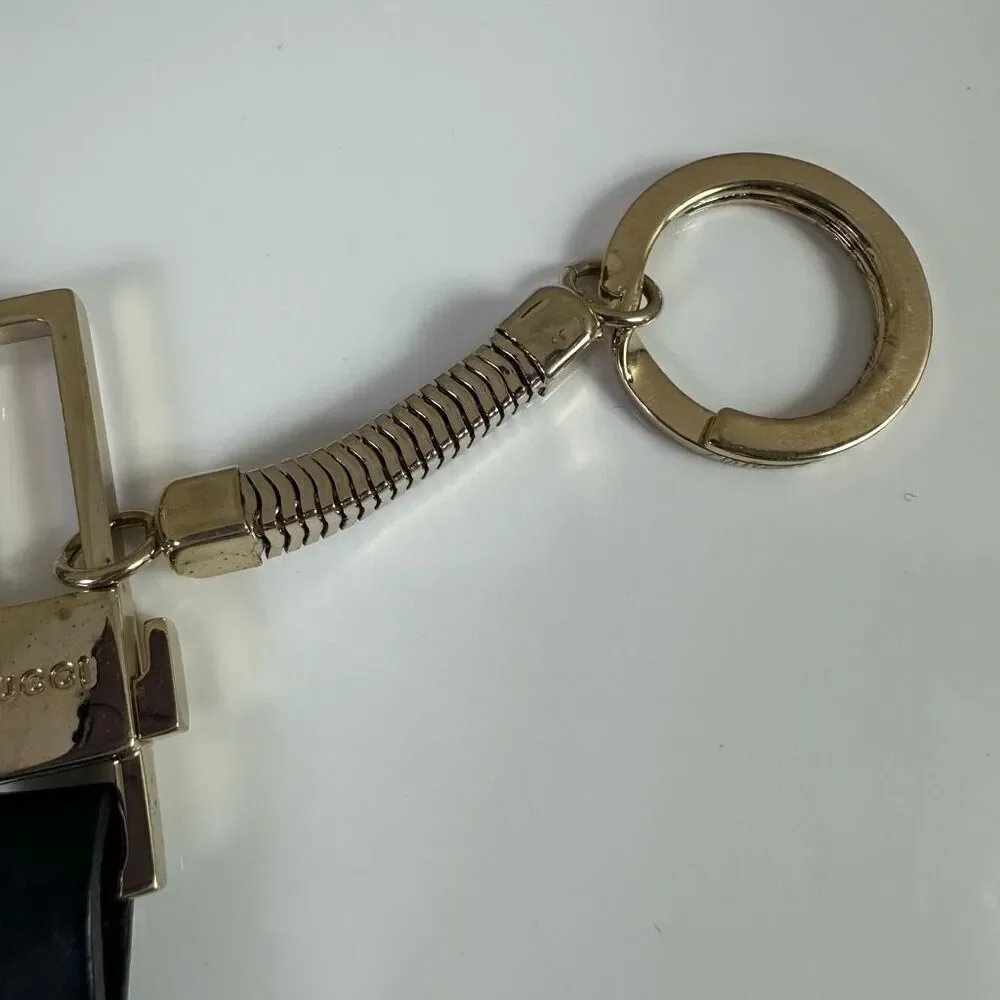 Gucci Bicolor Long Porte Cles Keychain Leather Metal With Pouch And‎ Box